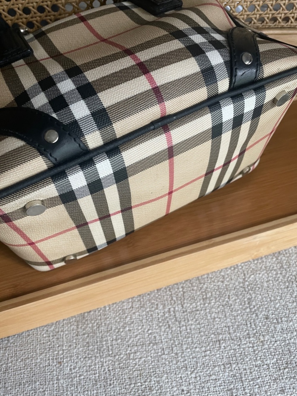 Burberry Mini Beige Plaid Satchel with Black Trim - Picture 5 of 11